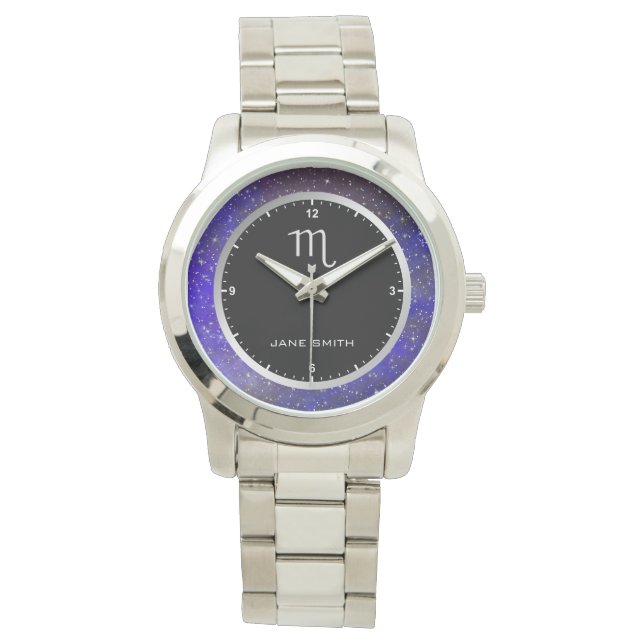 Montre Symbole Scorpio Zodiac Galaxy Stars Personnalisé (devant)