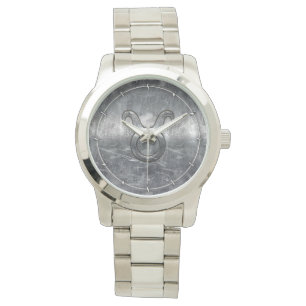 Montre Symbole Taurus Zodiac Grunge Style Argent Distress