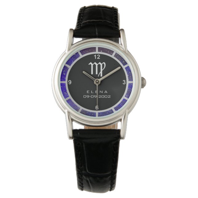Montre Symbole Virgo Zodiac Elégante Galaxie personnalisé (devant)
