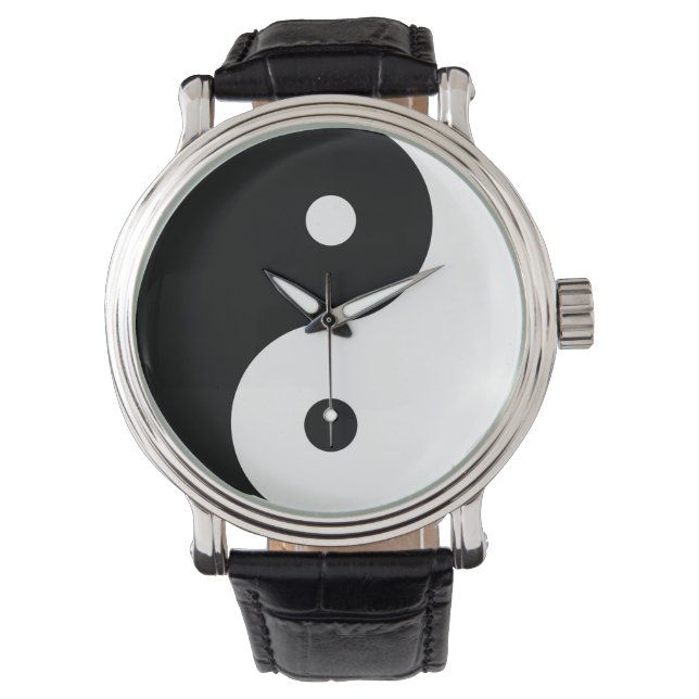 Montre Symbole Yin Yang Formes blanches noires en harmoni (devant)