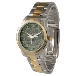 Montre Symbole zodiaque de Poissons Bois cadet vert