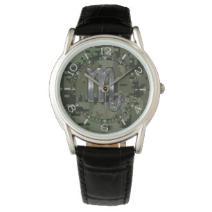 Montre SYMBOLE Zodiaque Scorpio Bois cadran numérique Cam