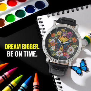 Montre Symphonie de jardin" - Papillon floral 