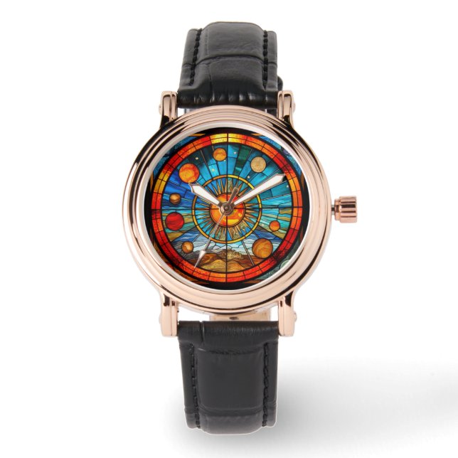 Montre Système solaire en verre tendu (Recto)