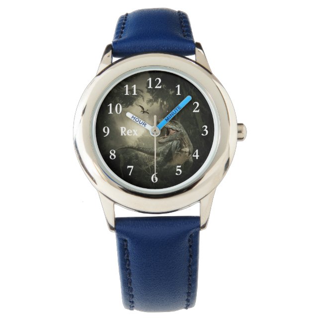 Montre T Rex Dino Dinosaur Nom Personnalisé Enfants Regar (devant)