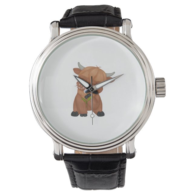 Montre T-shirt classique de la vache de Highland et du ch (devant)