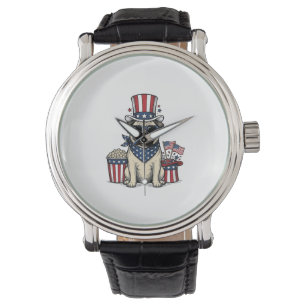 Montre T-shirt de chien avec gravure vintage Pug patrioti