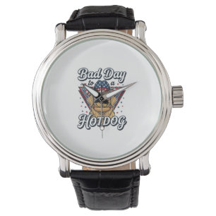 Montre T-shirt vintage à thème de hot-dog Retriever doré 