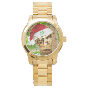 Montre Tabby de Noël dans un arbre