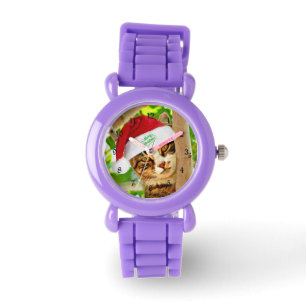 Montre Tabby de Noël dans un arbre