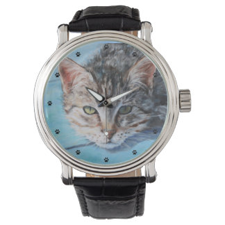 Montre Tabby Gris Chat Art