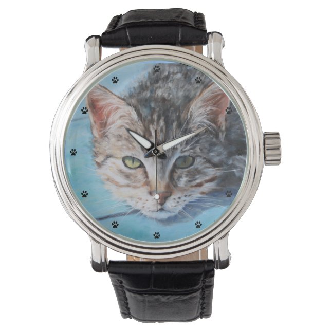 Montre Tabby Gris Chat Art (devant)