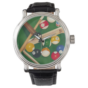 Montre Tableau de billards réaliste avec les boules et l