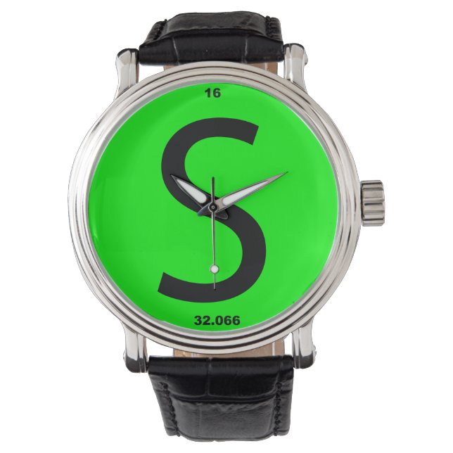 Montre Tableau périodique de la lettre S (devant)