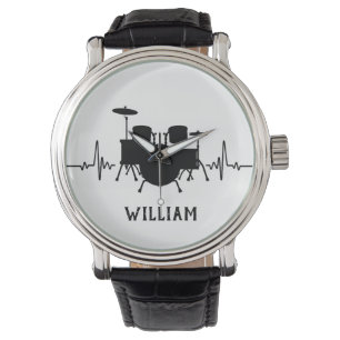 Montre Tambours Heartbeat avec nom personnalisé -