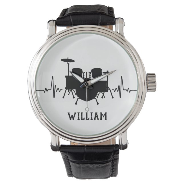 Montre Tambours Heartbeat avec nom personnalisé - (devant)
