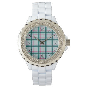 Montre Tartan blanc rouge écossais