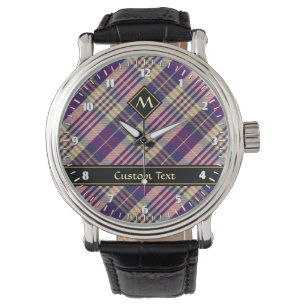 Montre Tartan mauve, or et bleu