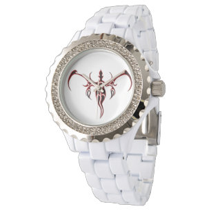 Montre Tatouage tribal des éléphants - rouge et noir