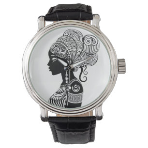 Montre Tatouage Tribal Portrait de Fille Africaine