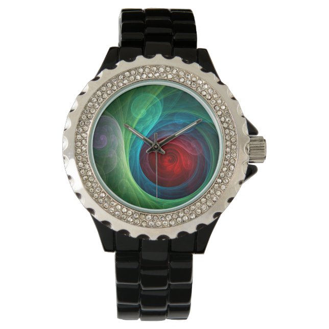Montre Tempête rouge Floral Art moderne Abstrait Motif co (devant)
