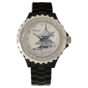 Montre Temple japonais personnalisé fleurs de cerisiers J