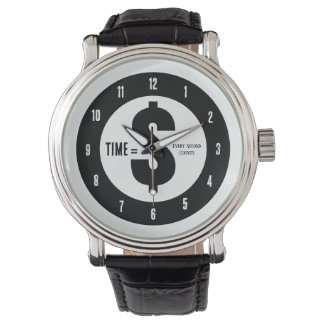 Montre Temps = $ Chaque seconde compte Noir et Blanc