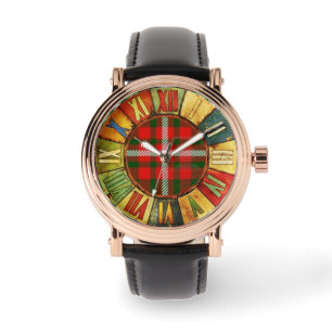 MONTRE TEMPS COLORÉ AVEC ROUGE VERT ÉCOSSE TARTAN
