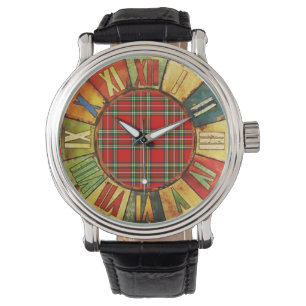 MONTRE TEMPS COLORÉ AVEC ROUGE VERT ÉCOSSE TARTAN