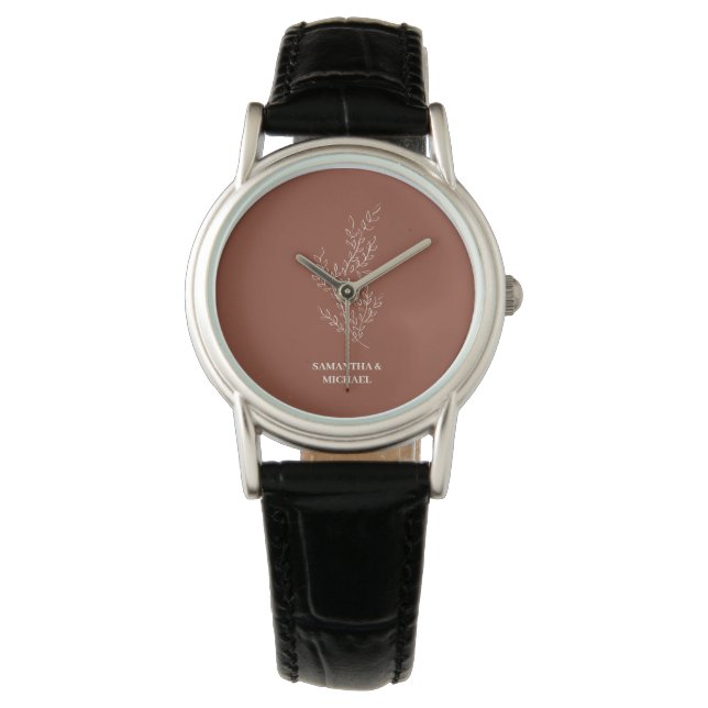 Montre Tendance de mariage de fleur de lierre beige ivoir (devant)