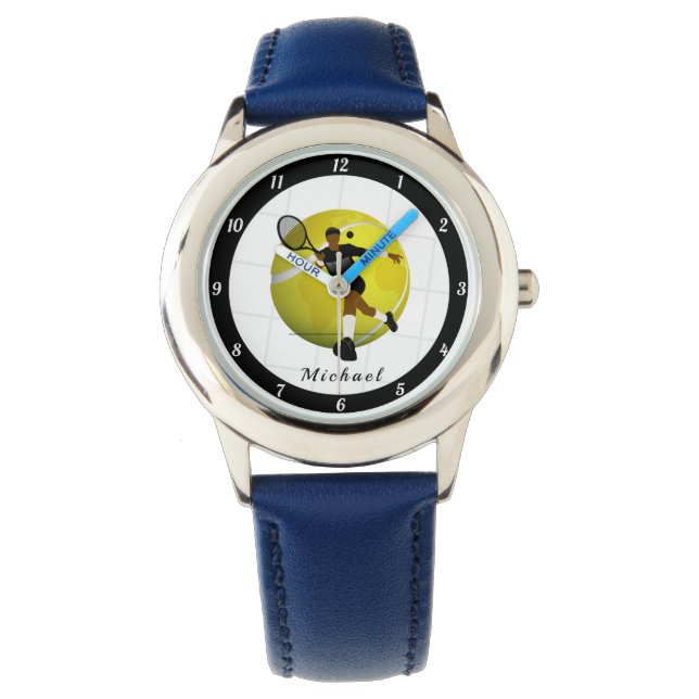 Montre Tennis Silhouette Illustration Sport Nom (devant)