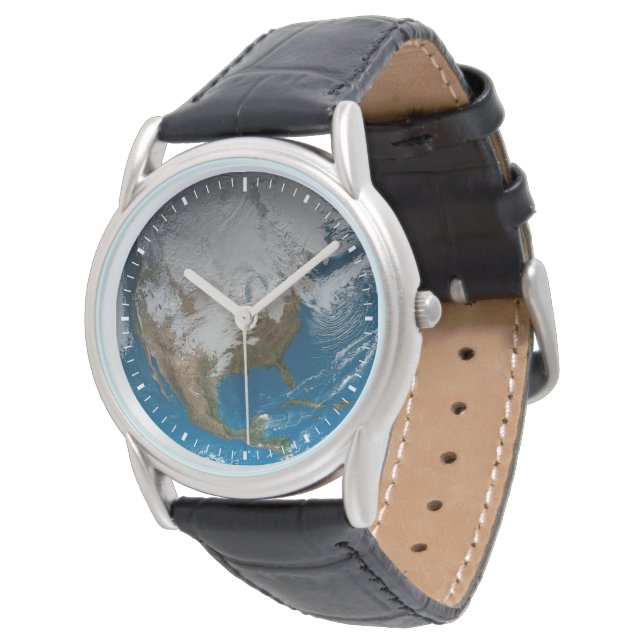 Montre Terre Pleine Avec Des Nuages Simulés Sur L'Amériqu (Incliné)