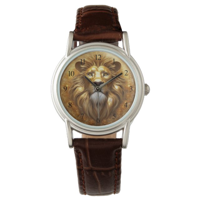 Montre Tête de lion doré superbe (devant)