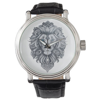 Montre Tête de lion style tatouage maori