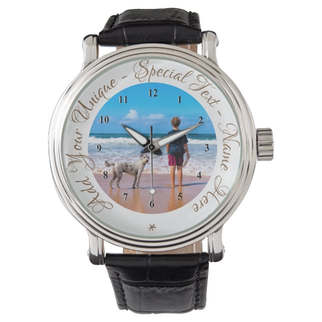 Montre Texte et photo personnalisés - Avec animal de comp (devant)