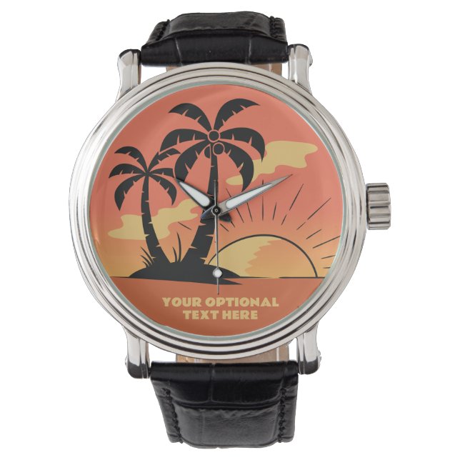 Montre Texte personnalisé Coucher de soleil sur l'île tro (devant)