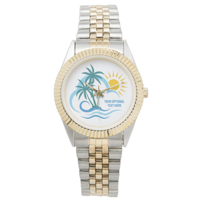 Montre Texte personnalisé Îles tropicales (devant)