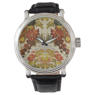 Montre Textile avec un motif floral de répétition