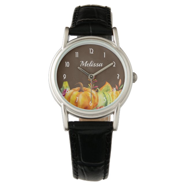 Montre Thanksgiving Citrouilles Feuilles et légumes (devant)