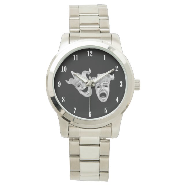 Montre Théâtre Argenté Comédie et Tragédie (devant)