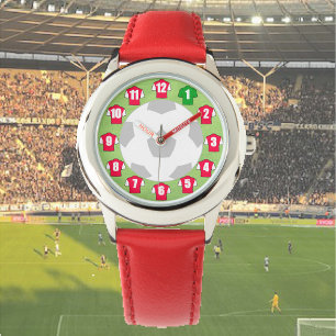 Montre Thème de football pour enfants avec maillots rouge