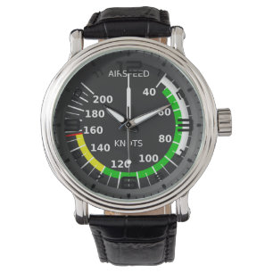 Montre Thème de l'aviation Black Leather Watch