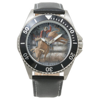 Montre Thème occidental Cowboy Rodeo Cavalier Taureau Buc