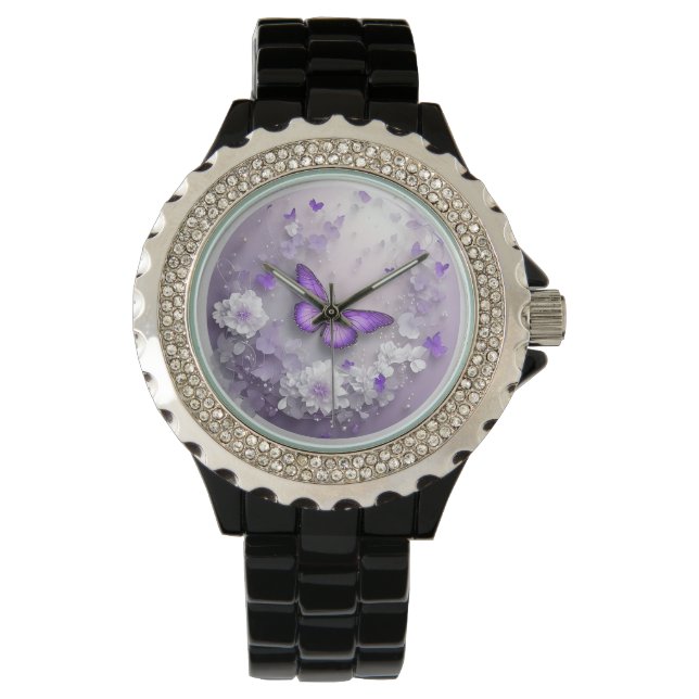 Montre Thème papillon violet (devant)