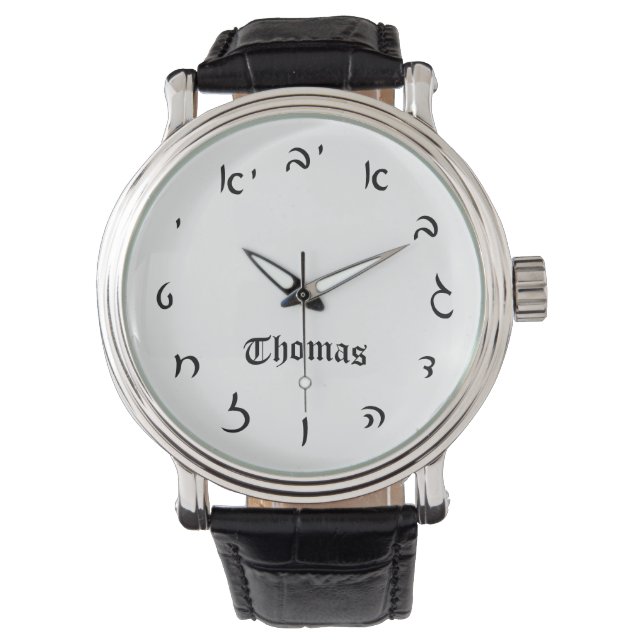 Montre Thomas Time - Numéros de script hébraïque (devant)