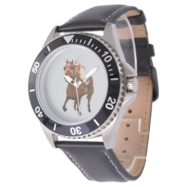 Montre Thoroughbred Race Horse Wins Match Race (Incliné)