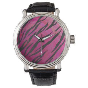Montre Tiger rose chaud et noir