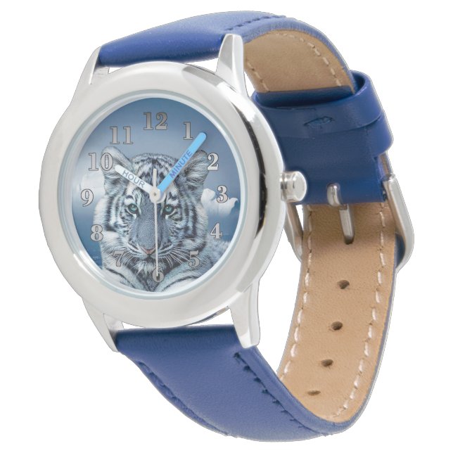 Montre Tigre bleu blanc (Incliné)