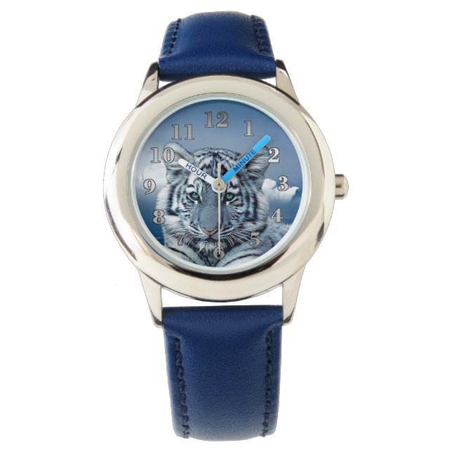 Montre Tigre bleu blanc (devant)