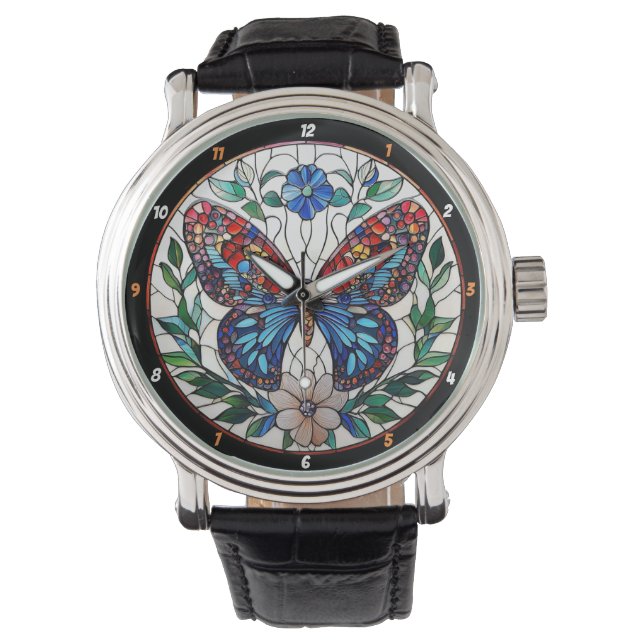 Montre Timeless Bloom" - Stained Glass Butterfly  (devant)